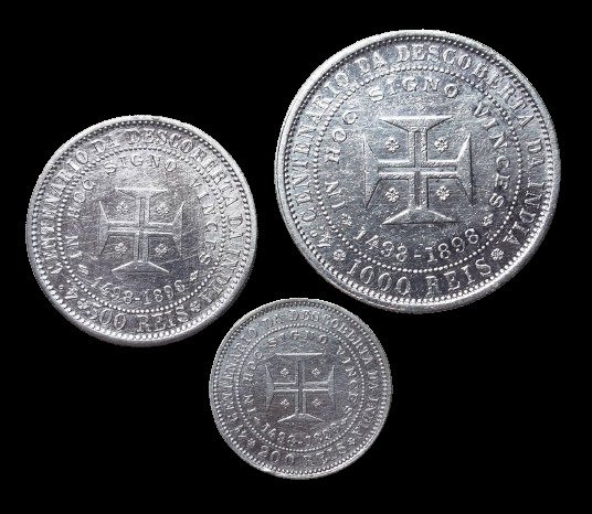 Portugal. D. Carlos I (1889-1908). Set - 200/500/1.000 Reis 1898 - 4º Centenário da Descoberta da Índia (3 moedas)  (Ohne Mindestpreis) #1.2
