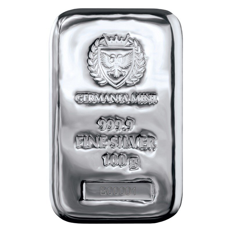 Pologne. 100g 999.9 Fine Silver Germania Mint Cast Bar  (Sans Prix de Réserve) #1.1