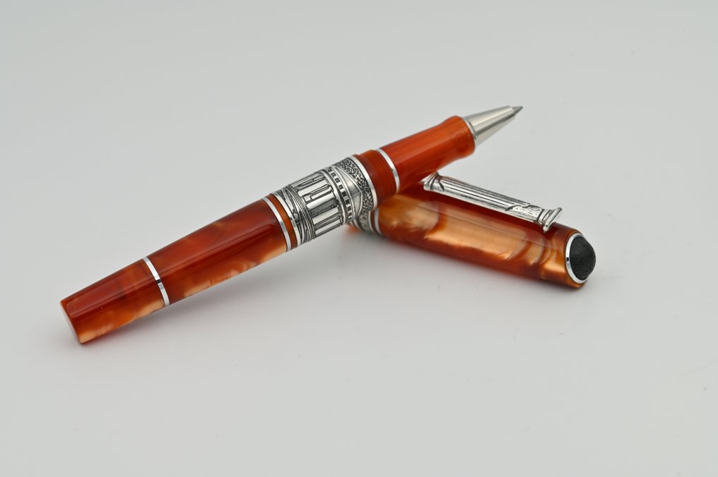 Marlen - Antiche Città Italiane: Paestum - Edizione numerata in resina, argento e roccia lavica - 滚珠笔 #1.0