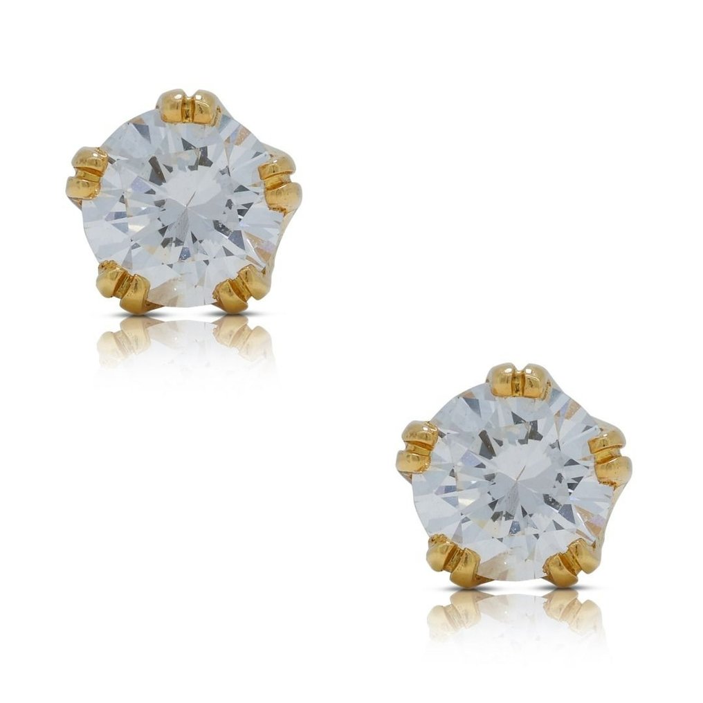 Boucles d'oreilles - 19,2 carats Or jaune -  0.92ct. tw. Diamant  (Naturelle) #1.1