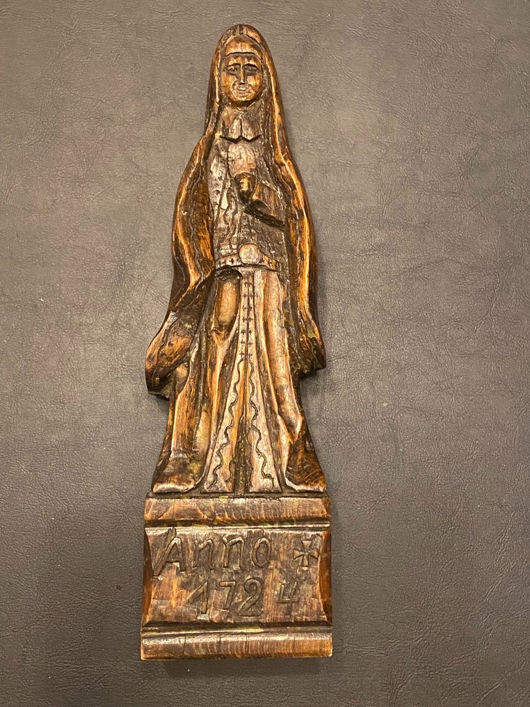 Szobor, "Maria, Mater Jesu" 18de Eeuw - 33 cm - Tölgy - 1724 #1.1