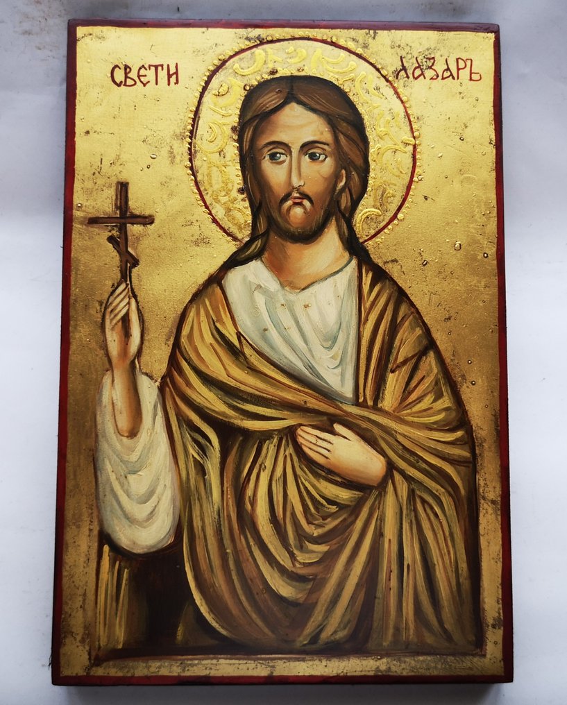 Ikon - Håndmalt russisk ikon av Saint Lazarus av Debeldyalsky - Tre #3.1