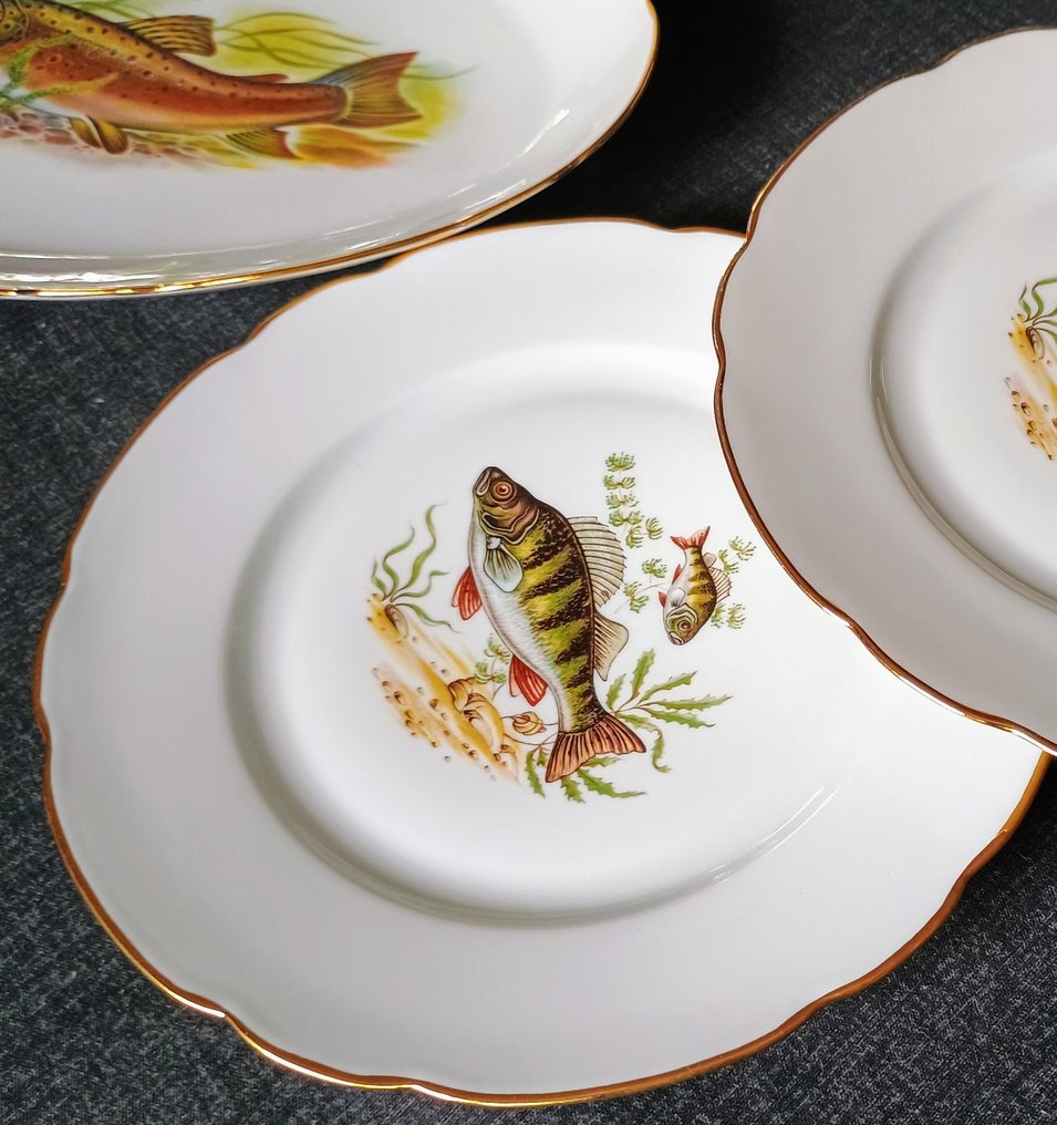 Bernardaud - Limoges - Fiskserveringssæt (11) - Guld, Porcelæn #3.1