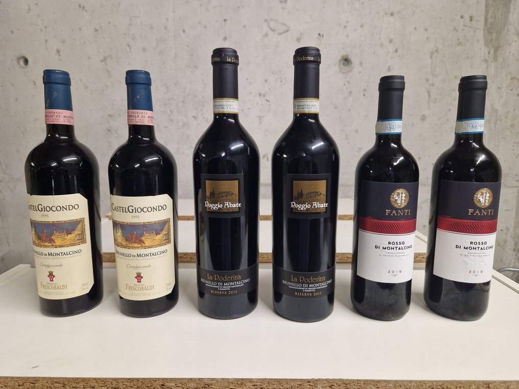 1995 x2 Castelgiocondo, 2013 x2 Ris. Poggio Abate Brunello & 2019 x2 Fanti Rosso di Montalcino - Toscana - 6 Flaskor (0,75L) #1.1