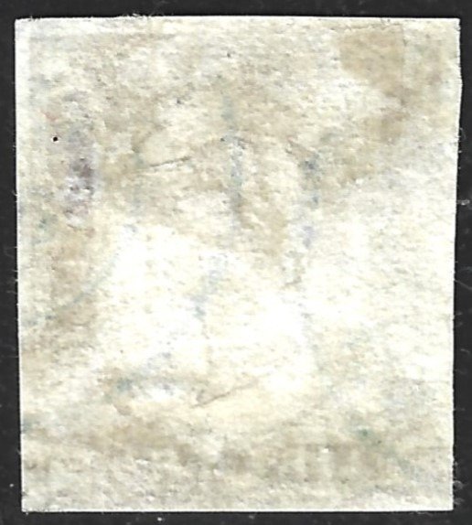 Italienische antike Staaten - Sardinien 1861 - 3 Lire mit Genua-Stempel in Blau - Sassone 18A #1.2
