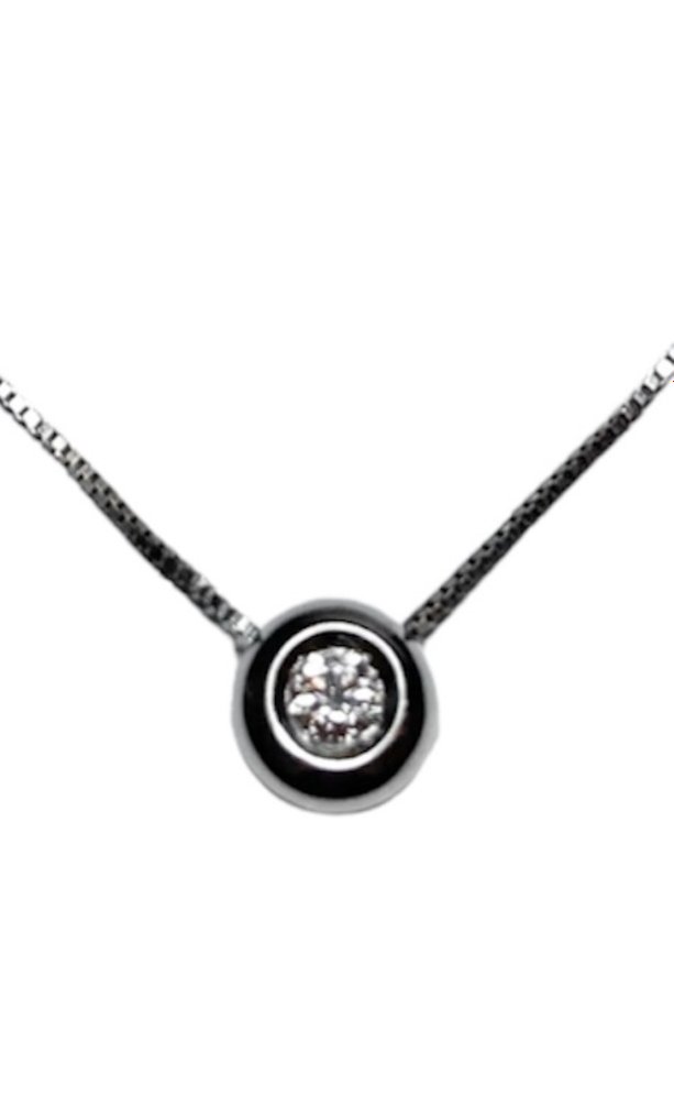 Comete - Necklace with pendant - 18 kt. White gold -  0.20ct. tw. Diamond  (Natural) #1.1