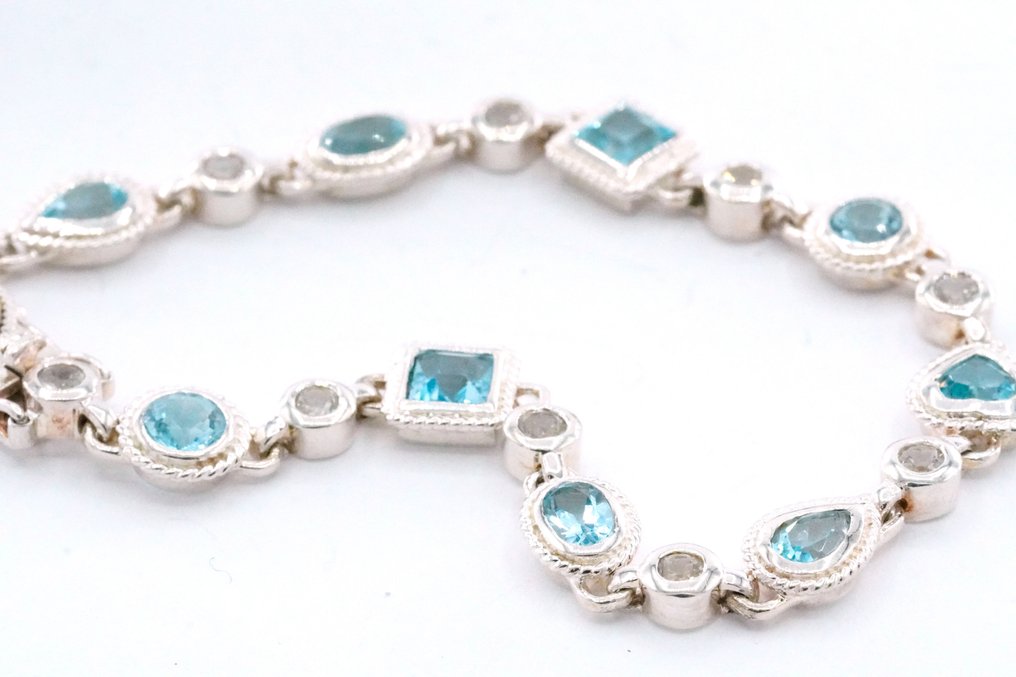 No Reserve Price - Bracelet Silver - Blue Aquamarine #3.2