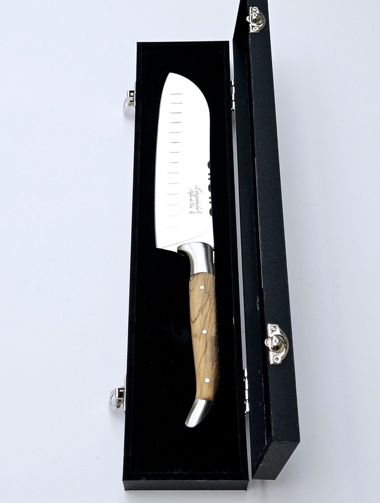 Laguiole - Santoku Knife - Olive Wood - incl. Certificate - Faca de cozinha - Aço inoxidável - Holanda #1.1