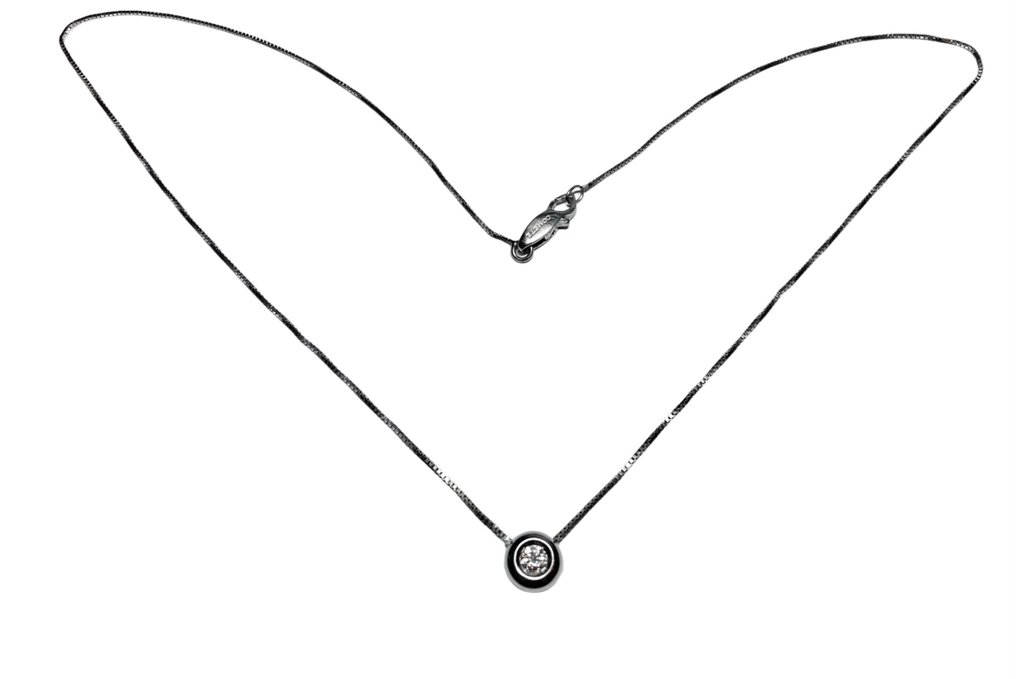 Comete - Necklace with pendant - 18 kt. White gold -  0.20ct. tw. Diamond  (Natural) #1.2