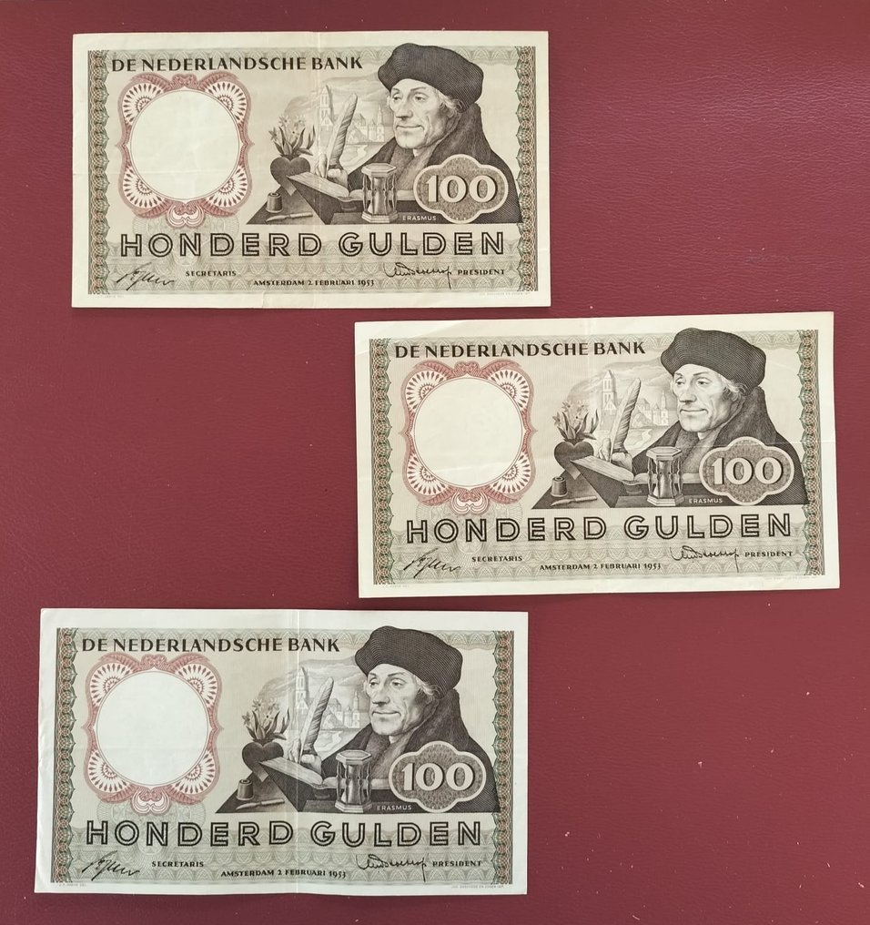 Niederlande. - 3 x 100 Gulden 1953 - Pick 88  (Ohne Mindestpreis) #1.1
