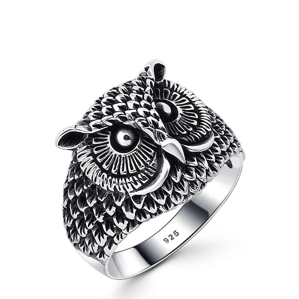 没有保留价 - 戒指 银 - 设计师猫头鹰戒指 #1.1