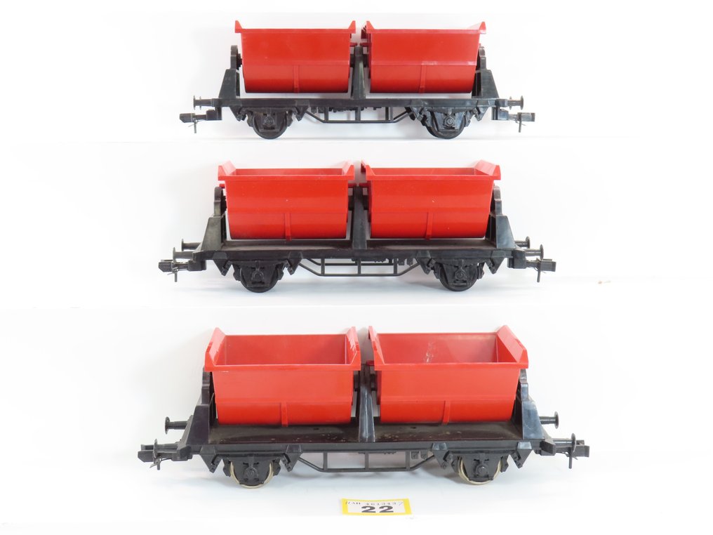 Märklin 1 - Uit set 5500 - Modeltog godsvogn (3) - 3x 2-akslede dumpere - DB #2.2