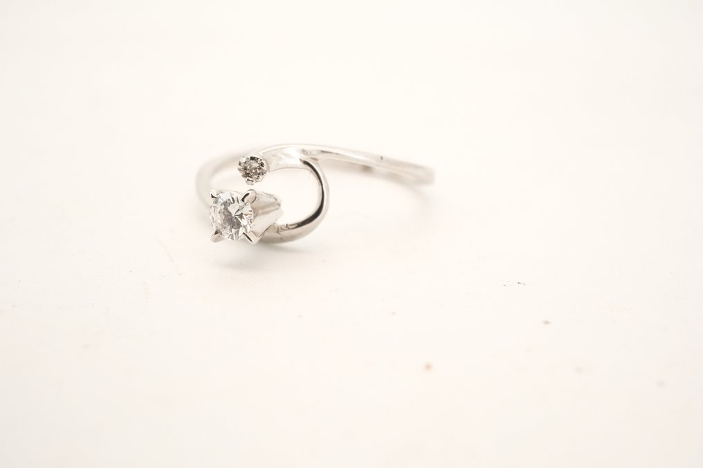 Bague - 14 carats Or blanc Diamant (Naturelle)  #1.1