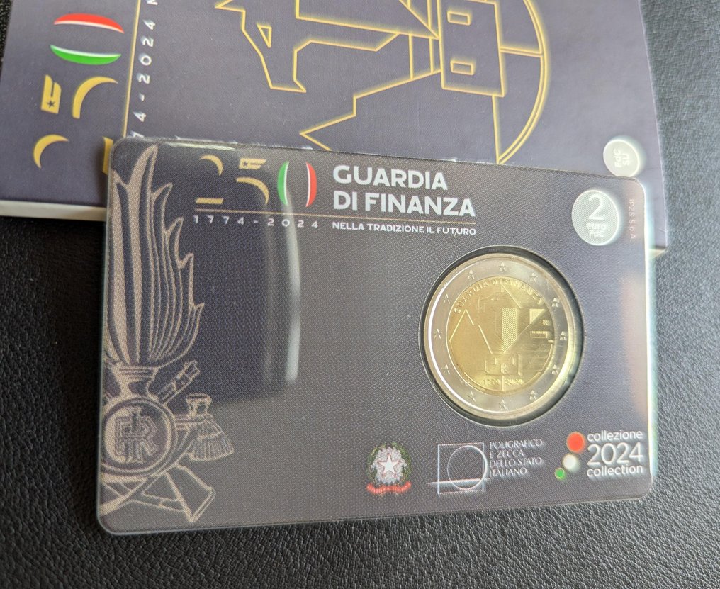 Italia. 2 Euro 2024 "Guardia di Finanza" (2 monete) Proof + BU  (Fără preț de rezervă) #3.1