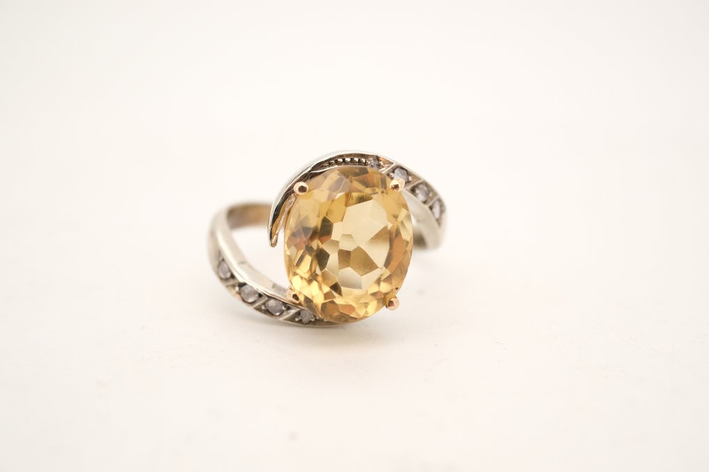 Ring - 19,2 kt Weißgold Citrin - Diamant #2.2