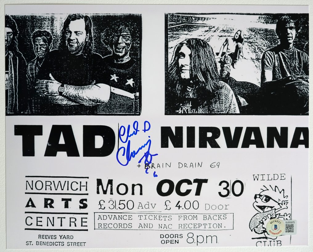 Nirvana, Chad Channing - Signert foto av Chad Channing - Beckett COA #2.1