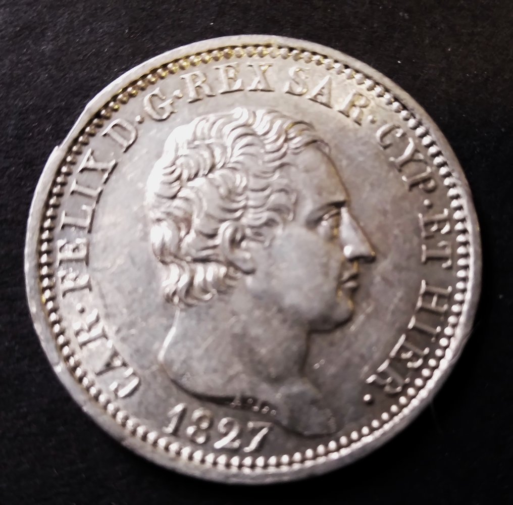 Olaszország, Szardíniai Királyság. Carlo Felice di Savoia (1821-1831). 1 Lira 1827 Torino #1.1
