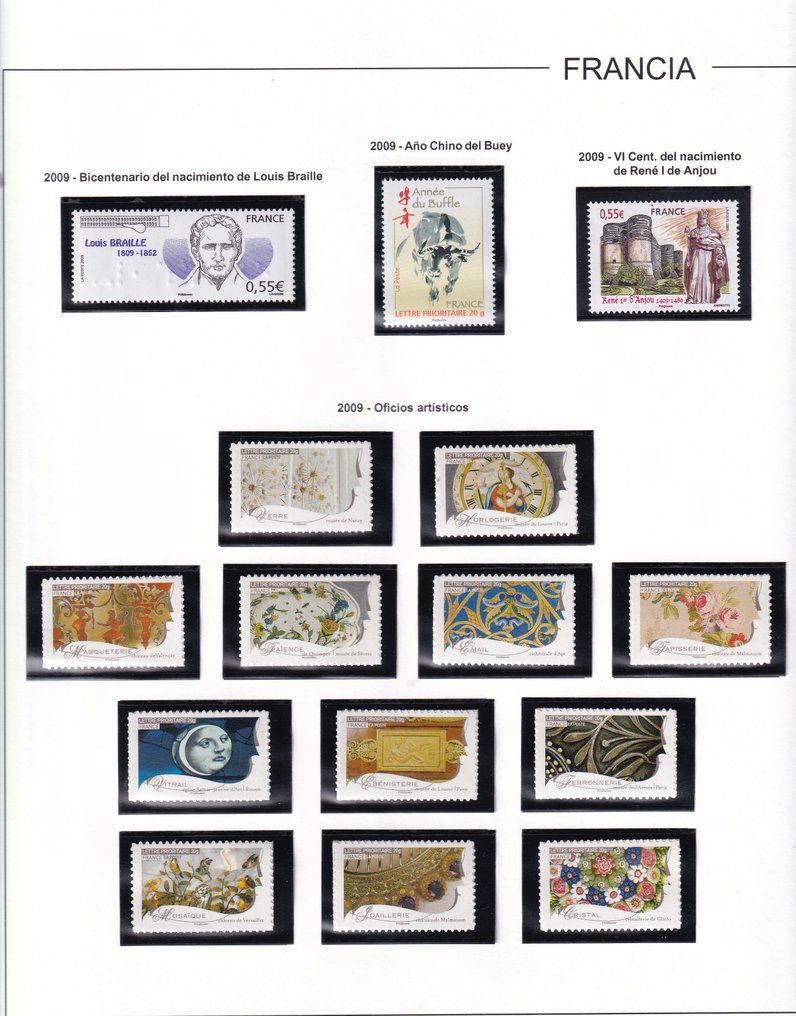 Frankrike 2009 - Samling av frimärken, block i Edifil-ark #1.1