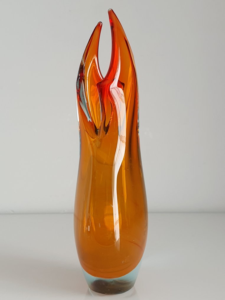 Murano, Attr. - Elegancki, mały wazon z liśćmi Sommerso: „Wenecki wschód słońca” - 烟灰缸 - 玻璃 #2.1