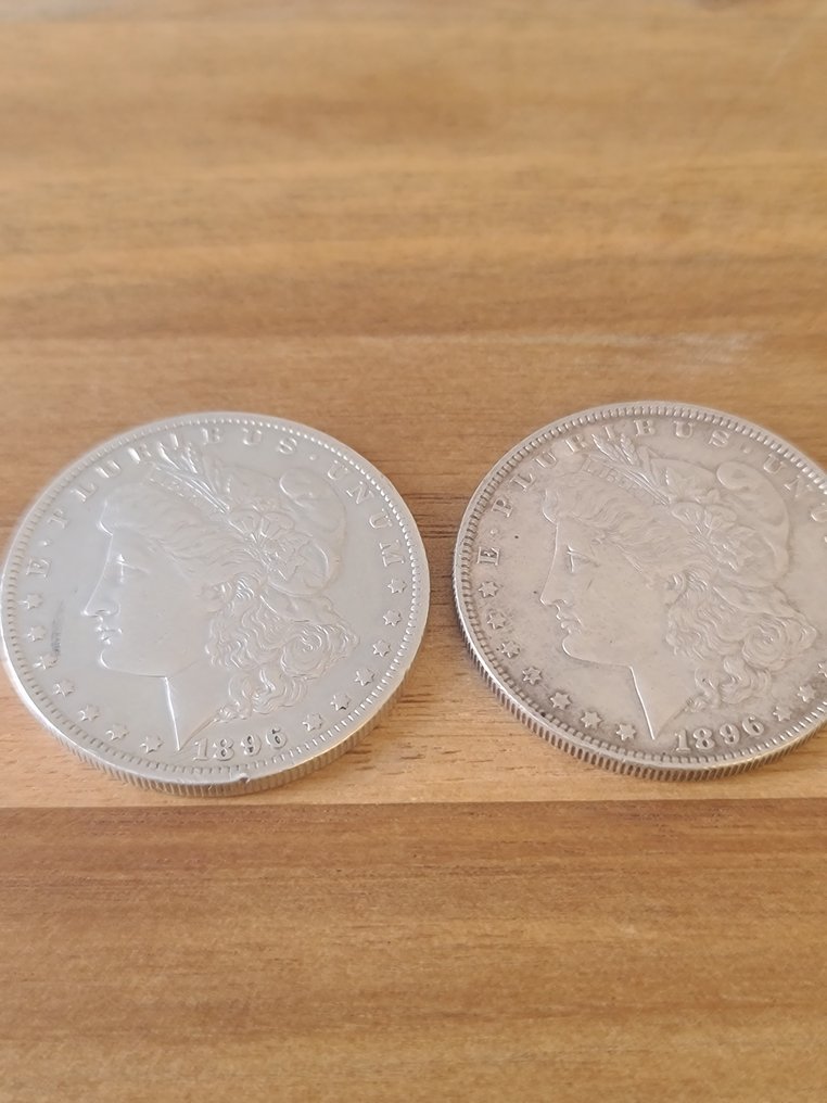 USA. A Pair (2x) of Silver Morgan Dollars 1896-O, 1896 (P)  (Ohne Mindestpreis) #2.1