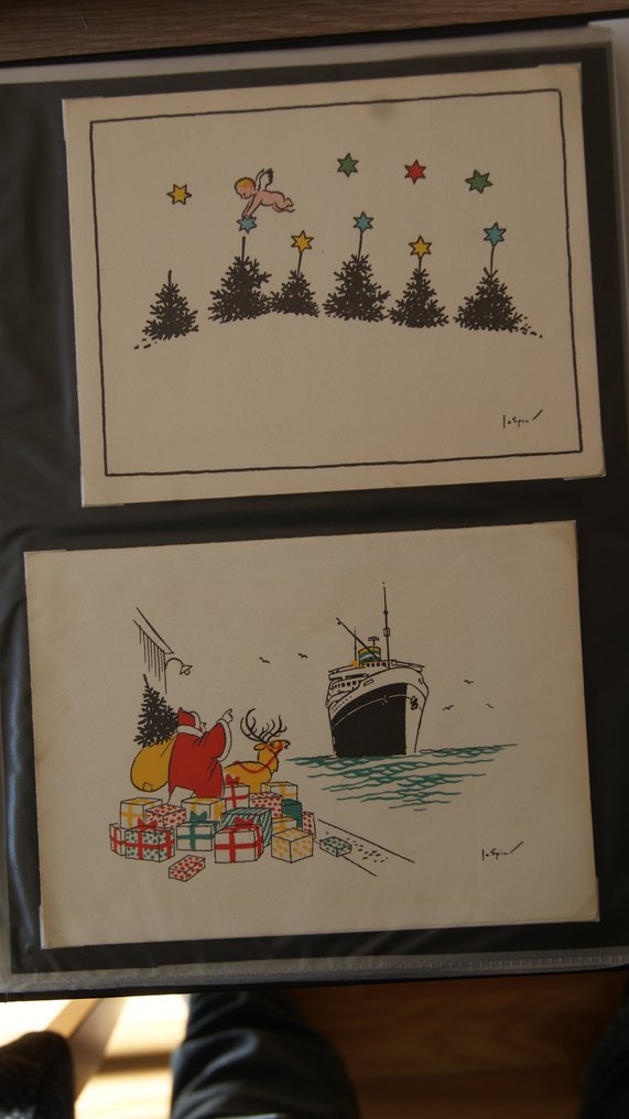 Alankomaat - Album Illustrator Jo Spier, kortit (erikokoiset), Kirjanmerkit-asiakirja, pelastuspalvelu. - Postikortti (44) - 1930-1980 #3.2