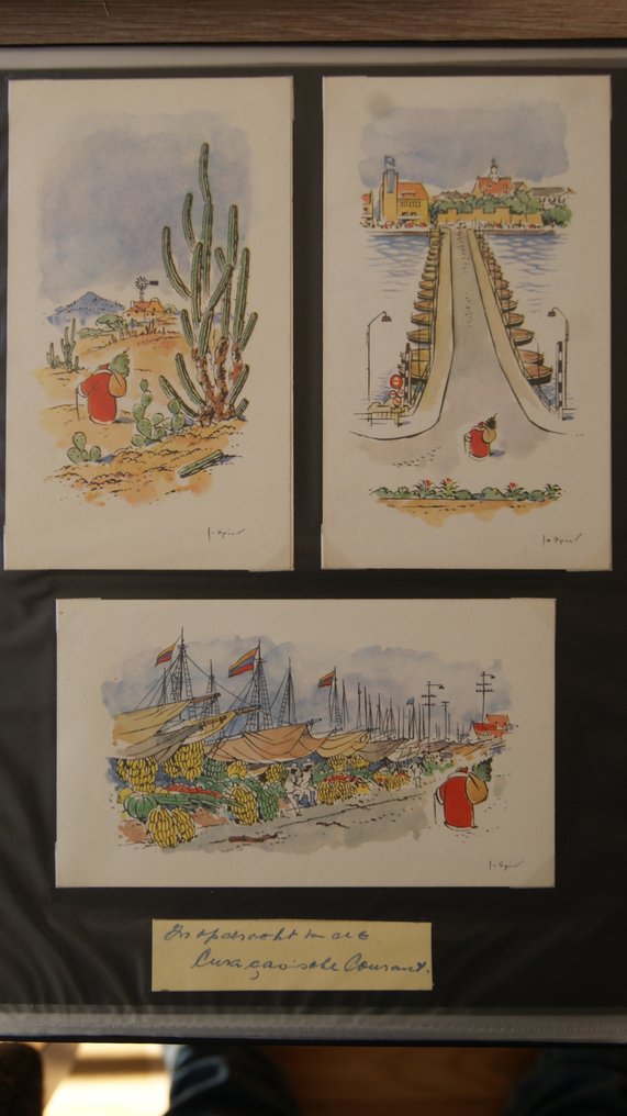 Alankomaat - Album Illustrator Jo Spier, kortit (erikokoiset), Kirjanmerkit-asiakirja, pelastuspalvelu. - Postikortti (44) - 1930-1980 #1.1