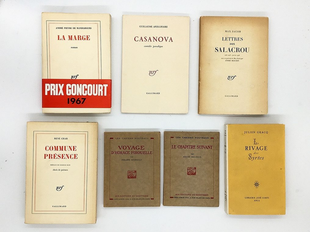 [Surréalisme] - Lot de 7 volumes en E.O [Apollinaire, Soupault, Jacob, Gracq, e.a.] - 1925-1967 #1.1