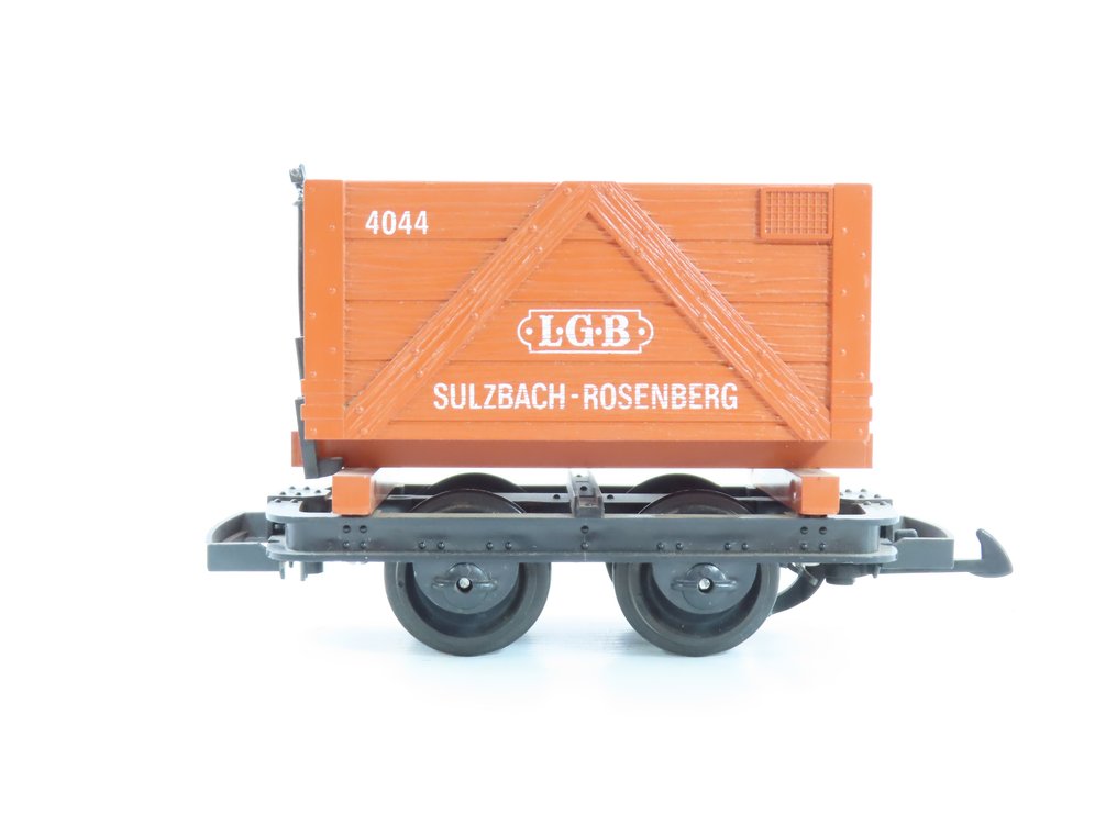 LGB G - Godsvagn för modelltåg (4) - 4x Tvåaxlade vagnar: 2 tippvagnar och 2 lådvagnar #3.2
