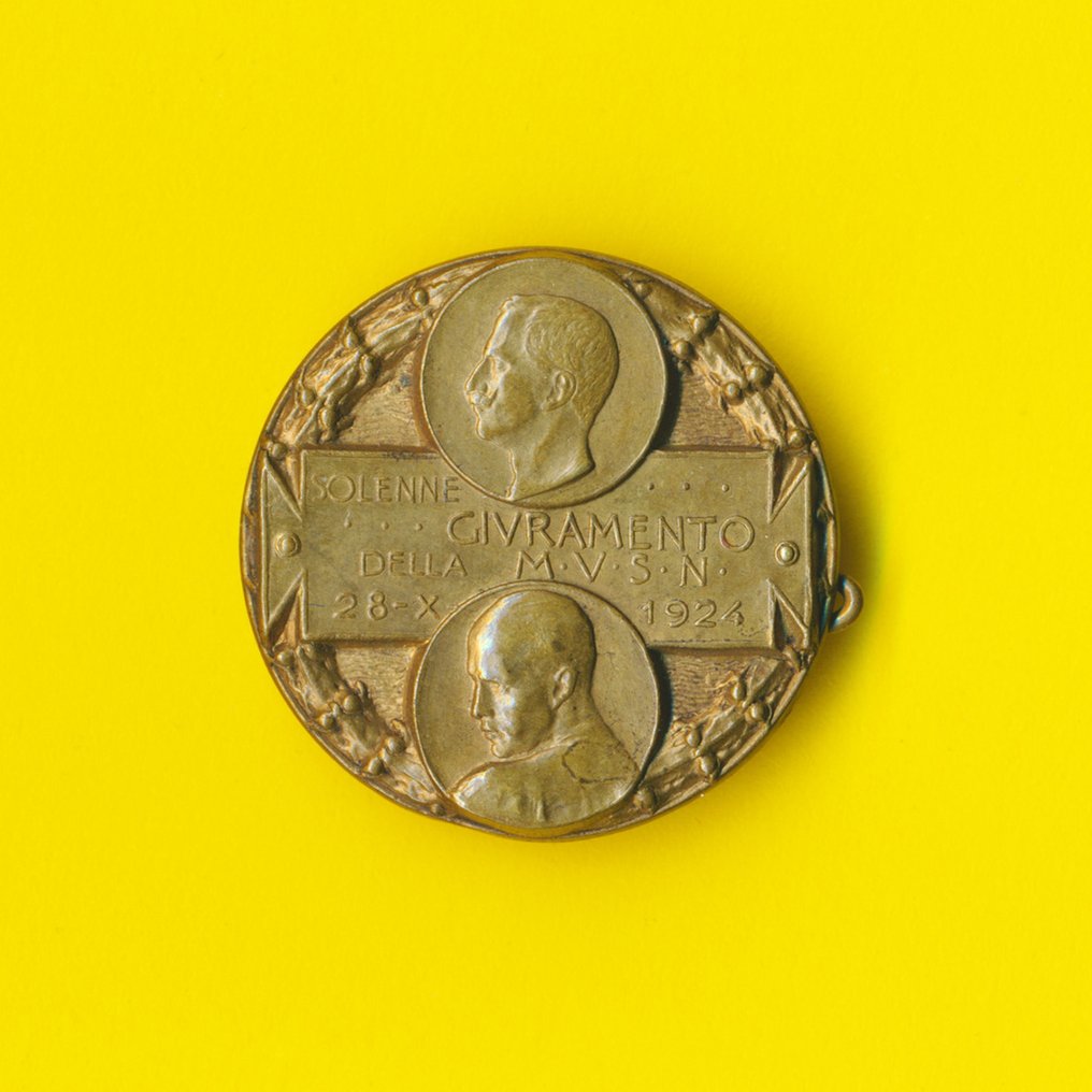 Italien - Medalj - Milizia Marcia su Roma distintivo Giuramento MVSN 1924 Mussolini Castiglioni #1.1