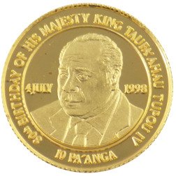 Τόνγκα. 10 Pa'anga 1998 König Taufa Ahau 1/25 oz  (χωρίς τιμή ασφαλείας) #2.1