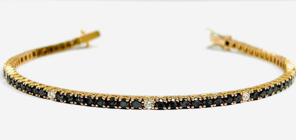 网球手链 - 18K包金 玫瑰金 -  7.10ct. tw. 钻石 (经彩色处理)  - 钻石 - 意大利制造 #1.0