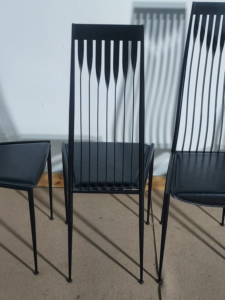 椅 - 皮革, 金屬 - 四把椅子，搪瓷金屬結構 #3.2