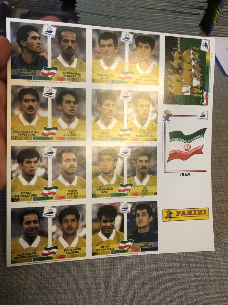 Panini - WC France 98 - Iran Sticker Sheet - 1 Mixed collection #2.1