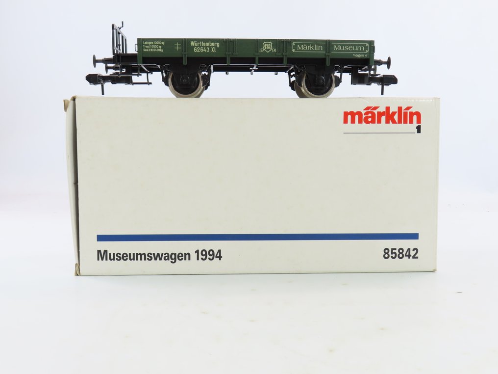 Märklin 1 - o.a. 85842 - Modelltog godsvogn (2) - 2x 2-akslet lav åpen kassebil - KPEV #3.1
