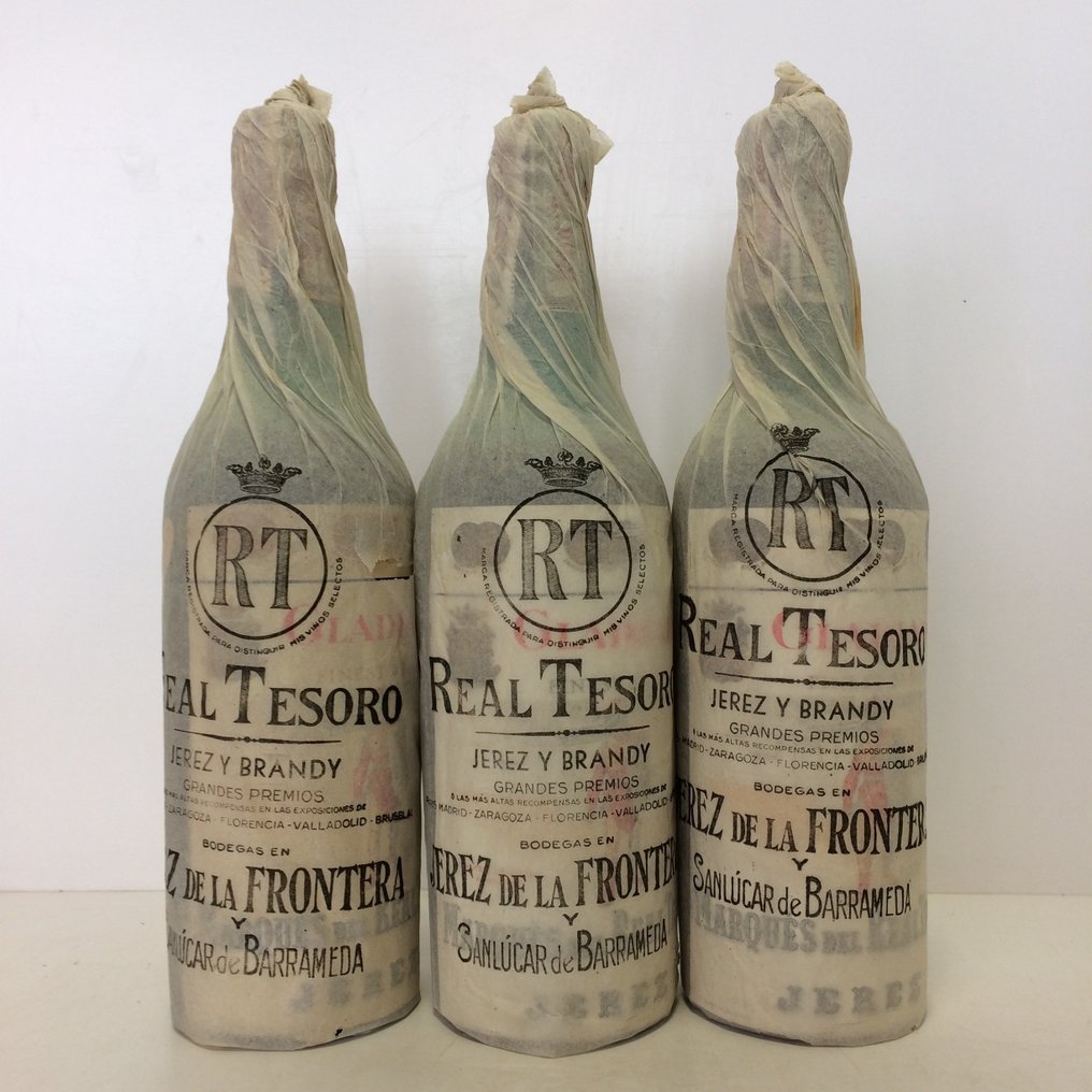 Marques del Real Tesoro - Gladiador Finest Brandy de Jerez  - b. 1950er Jahre - n/a (75cl) - 3 flaschen #1.2