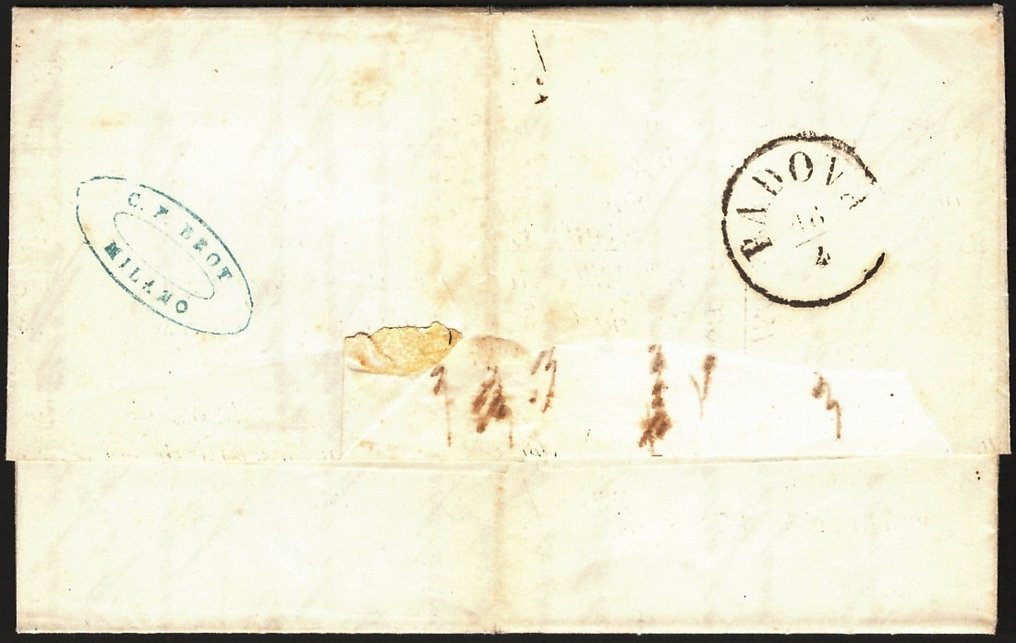 Italiaanse oude staten - Sardinië 1860 - 2 x 10 c. 14Bd op brief uit Milaan - Sassone 14Bd #2.2