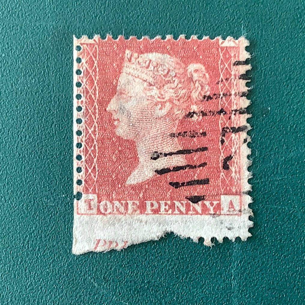 Great Britain 1848 - 1 penny red - unserrated at the bottom with part of the edge inscription - Stanley Gibbons 29 #1.2