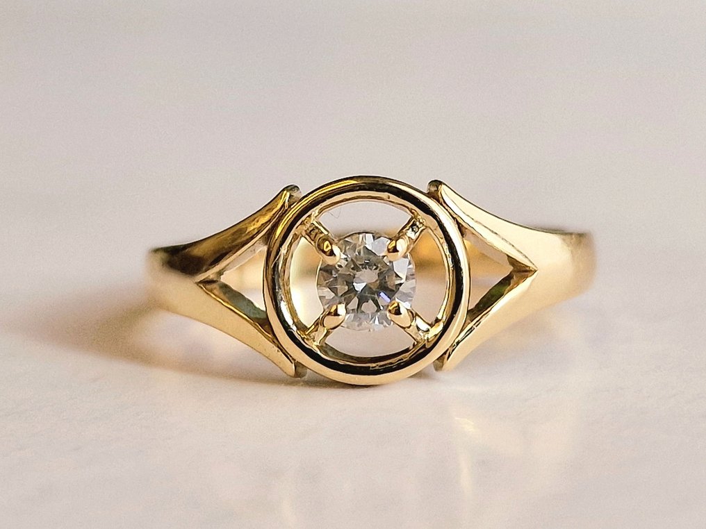 Bague tendance 14 carats Or jaune 0.31ct. tw. Diamant Naturelle Conception masculine et feminine Catawiki