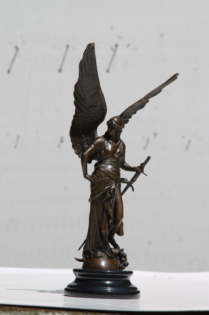 coutan - Γλυπτό, imposant beeld ,,de gewapende vrede,, - 39 cm - μπρούντζος μάρμαρο #3.2