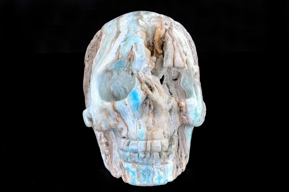 Sällsynt hemimorfit av första kvalitet skalle med naturlig geod - Höjd: 11.2 cm - Bredd: 9 cm- 969 g #2.2