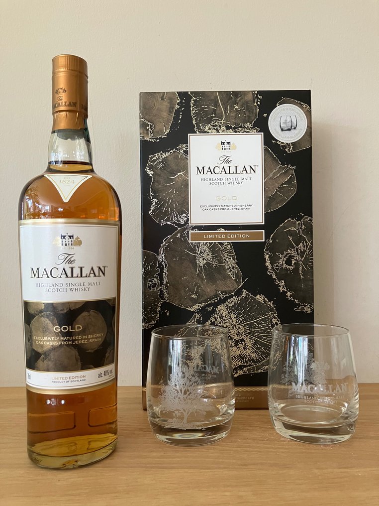 Macallan - Gold Gift Set with 2 glasses - Original bottling  - 700ml #1.1