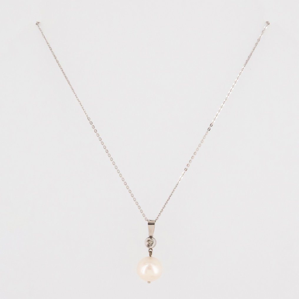 Ensemble de bijoux 2 pièces - 18 carats Or blanc Diamant  (Naturelle) - Perle #1.2