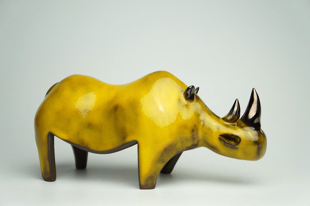 Urszula Despet - 雕塑, Yellow Rhinoceros - 11 cm - 陶瓷 - 2024 #3.1