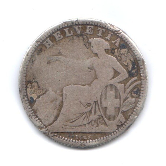 Schweiz. 1 Franc 1861 (Seated Helvetia)  (Utan reservationspris) #1.2