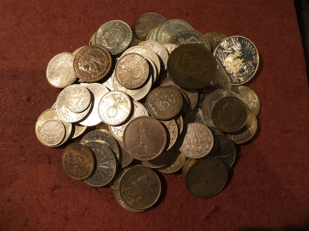 Welt. Lot of 1 Kilo SILVER coins incl. numismatic coins  (Ohne Mindestpreis) #1.2