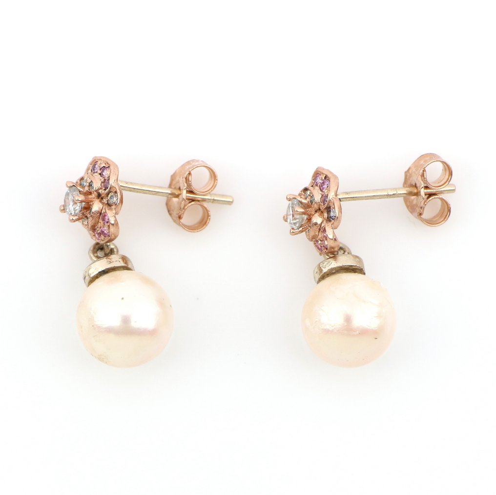 Sans Prix de Réserve - Boucles d'oreilles - 18 carats Or rose -  0.14ct. tw. Diamant  (Naturelle) #3.2