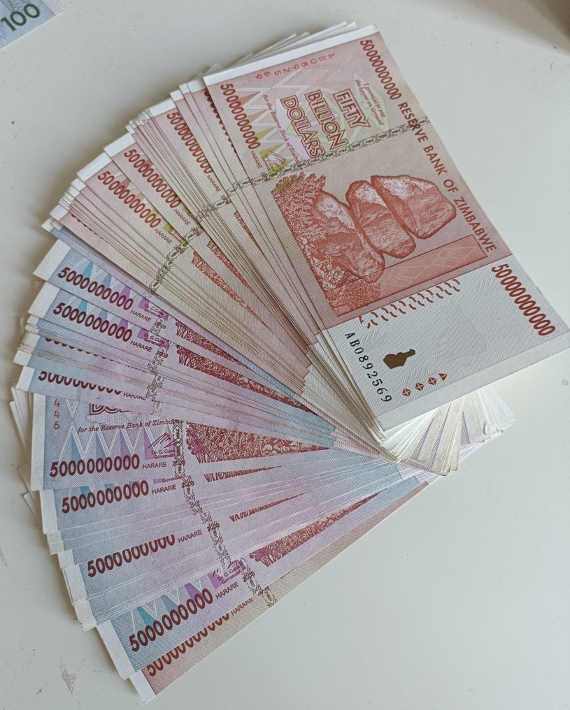 Zimbabwe. - 50 x 5 Billion and 50 x 50 Billion Dollars - 2008  (No reserve price) #1.0
