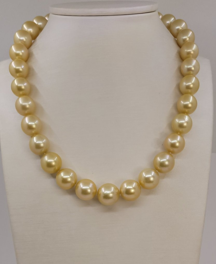 Colier Perle aurii din Marea Sudului certificate PSL - Dimensiune uriașă 12,0x15,9 mm #2.1