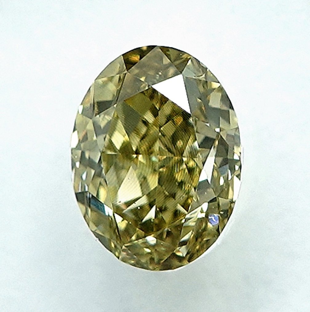 1 pcs Diamante  (Colorido natural)  - 0.60 ct - Fancy light Acinzentado Amarelo - VS2 - International Gemological Institute (IGI) #1.1