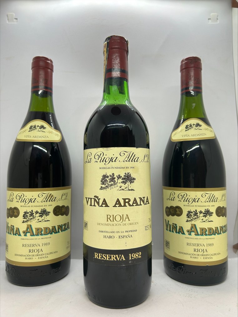 1982 La Rioja Alta, Viña Arana x2 & 1989 Viña Ardanza - Rioja Reserva - 3 Flasker (0,75 L) #1.1